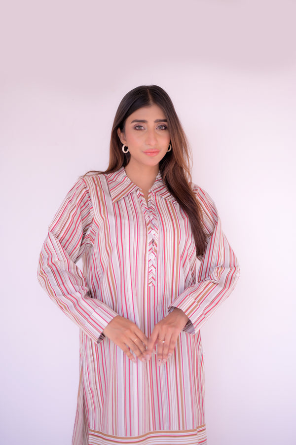 Red Stripes Set | Stitched - 2 piece | Shirt & Trouser