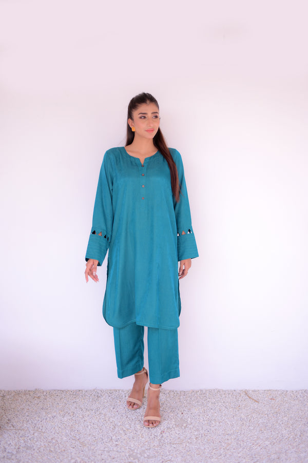 Elegant Teal Co-Ord Set | Stitched - 2 Piece | Shirt & Trouser